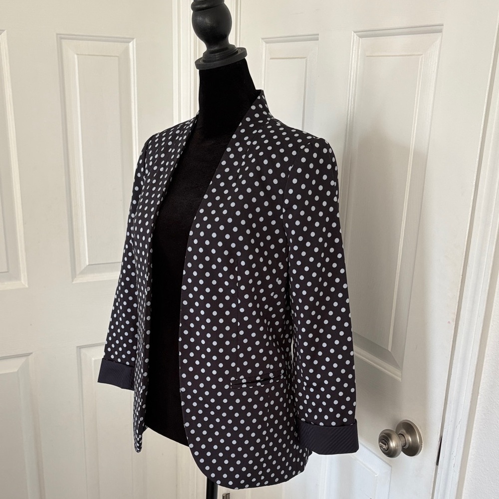 The Limited Navy and White Polka Dot Blazer - Picture 3 of 15